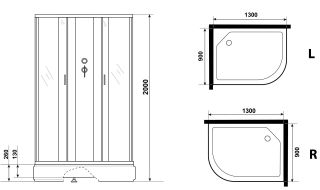 Душевая кабина Niagara NG-33394-14RBKG с гидромассажем 130x90см серебро/матовое